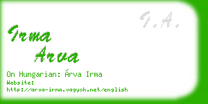 irma arva business card